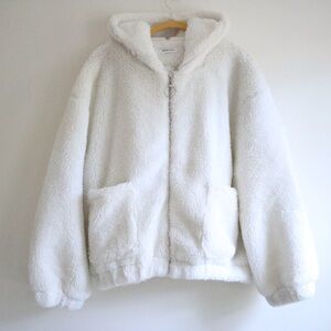 Korean Fluffy White Hoodie Jacket